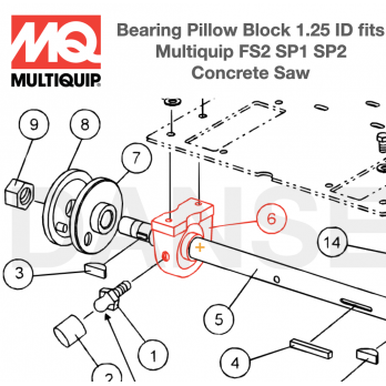28081-001 Bearing, Pillow Block 1.25Id As206-20 for SP213H20A SP2S20H20A Flat Concrete Saw by Multiquip