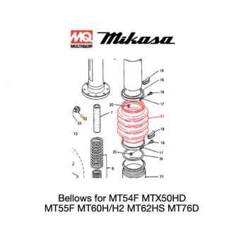 353332870 Orange Bellows for Multiquip Mikasa MTX50HD Jumping Jack Rammer