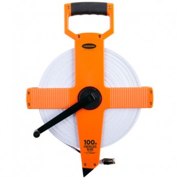 Keson 100' Two-Sided Fiberglass Blade Measuring Tape with Hook End - Feet, Inches, 8ths & Feet, 10ths, 100ths - OTR1810100