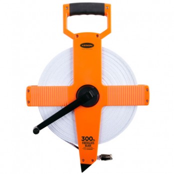 Keson 300' Two-Sided Fiberglass Blade Measuring Tape with Hook End - Feet, Inches, 8ths & Feet, 10ths, 100ths - OTR1810300