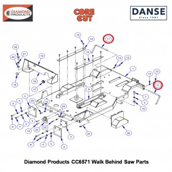 Rear Pointer Rod (CC6500) 6010683 Fits Core Cut CC6571 Walk Behind Saw By Diamond Products