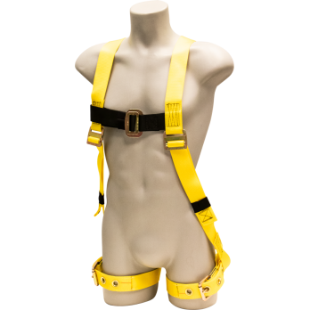 650 Full Body Harness, single back dorsal d-ring, tongue buckle/grommet legs by FrenchCreek Production Yellow