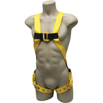 651 Full Body Harness, single back dorsal d-ring, tongue buckle/grommet legs by FrenchCreek Production Yellow