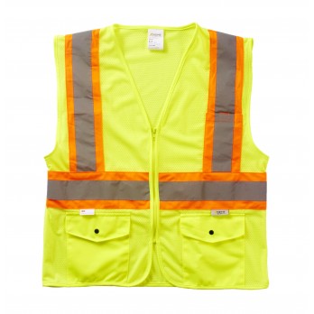 Xtreme Value Class 2 DOT Zip Vest, SV3355MZ Yellow Mesh Fabric
